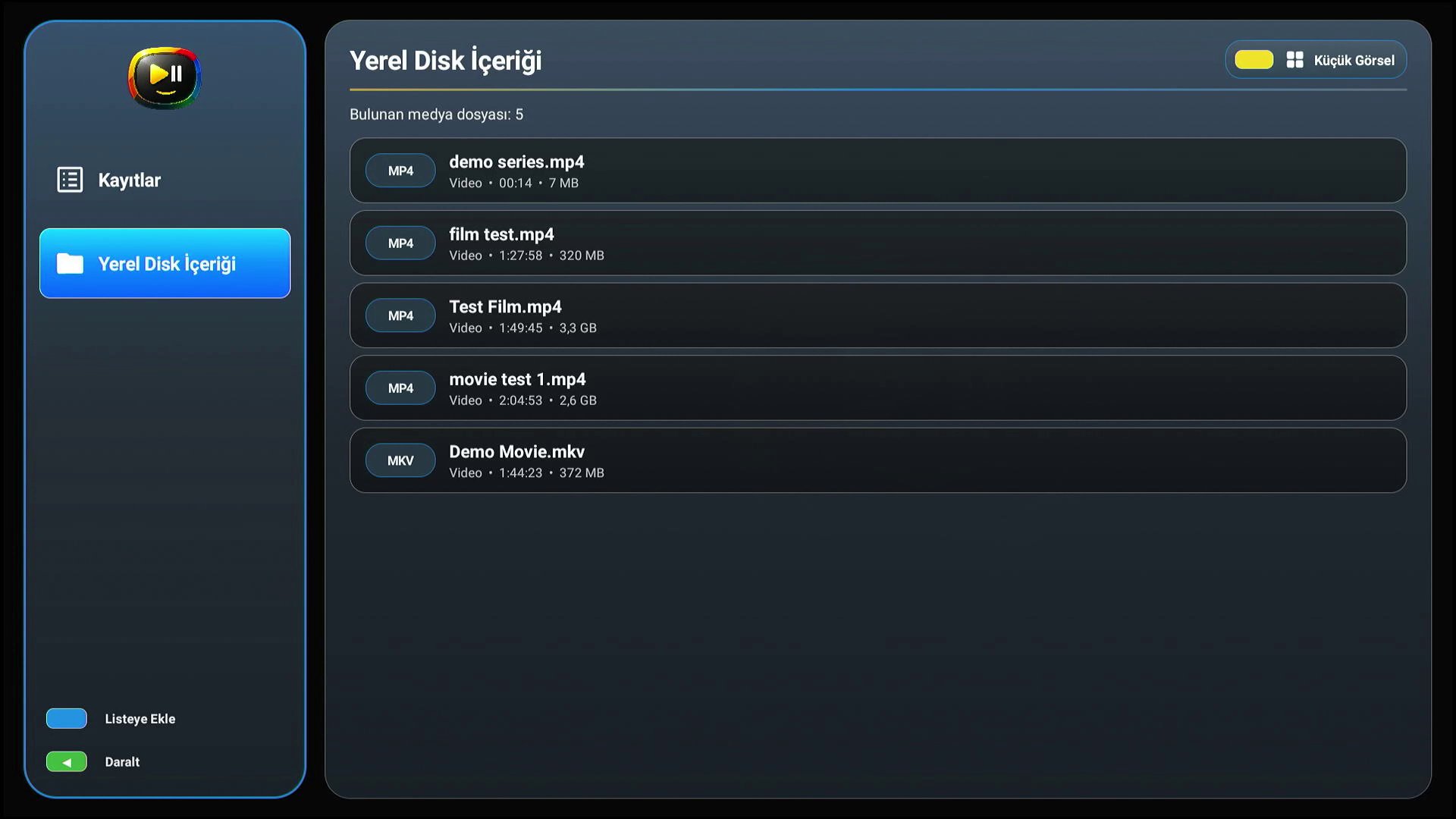 Liste görünümü